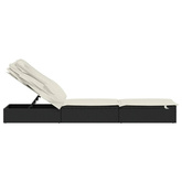 vidaXL Leżak ze składanym dachem, czarny, 213x63x97 cm, polirattan