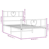 Metalowa rama łóżka z wezgłowiem i zanóżkiem, czarna, 75x190 cm