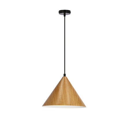 Dunca Lampa Wisząca 25 Czarny 1X40 E27 Klosz Jasny Dębowy