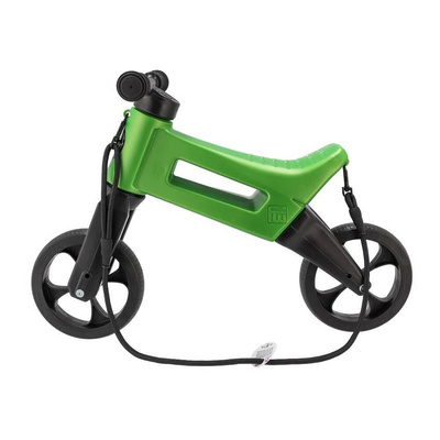 FWRider Super Sport 516514 Kolor: Green Metallic / Zielony metaliczny z czarnymi felgami Rowerek biegowy Jeździk 2w1 Ciche koła + Pasek do noszenia dla Rodzica