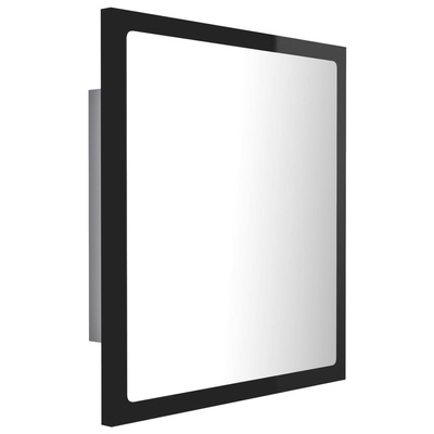 vidaXL Lustro łazienkowe LED, wysoki połysk, czarne, 40x8,5x37 cm