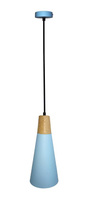 Lampa wisząca niebieska metalowa + drewno Faro Ledea 50101258