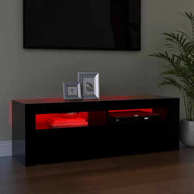 Szafka pod TV z oświetleniem LED, czarna, 120x35x40 cm
