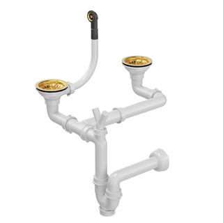 Odpływ zatyczkowy 3 1/2" z syfonem 2-komorowy PVD złoty (GRANIT-pionowy), save space (12G14GR6-P2APVDG1)
