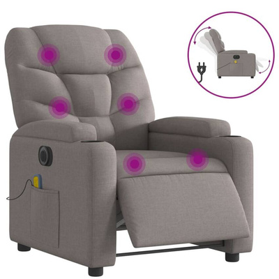 vidaXL Rozkładany fotel masujący, elektryczny, kolor taupe, tkanina wariant 10