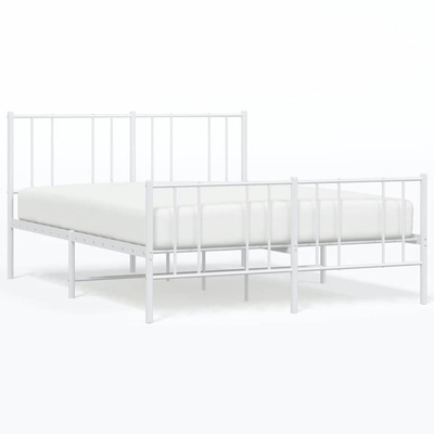 Metalowa rama łóżka z wezgłowiem i zanóżkiem, biała, 140x190 cm vidaXL