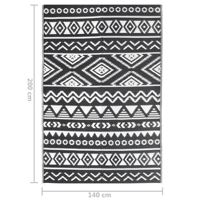 vidaXL Dywan zewnętrzny, czarny, 140 x 200 cm, PP