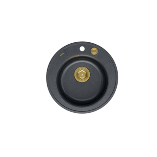 MORGAN 210 GraniteQ zlewozmywak black diamond z syfonem Push To Open kol. złoty okrągły 1-komorowy b/o + zaczepy 3 szt