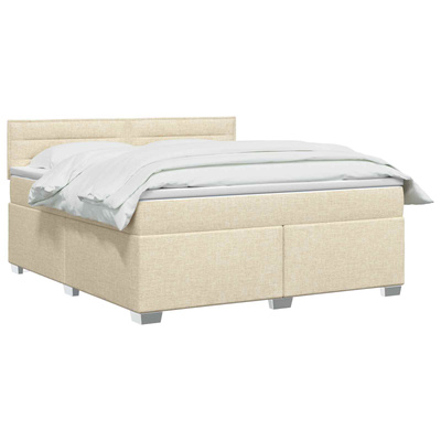 Łóżko Box Spring z materacem i LED kremowy 140 x 200 cm tkanina