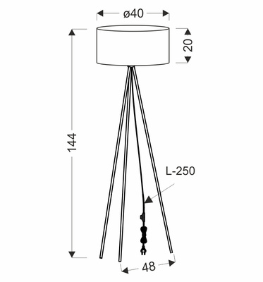 VANTI lampa podłogowa czarny 1x40W E27 abażur brzoskwiniowy