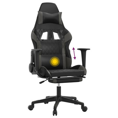 vidaXL Masujący fotel gamingowy z podnóżkiem, czarno-szary model standard
