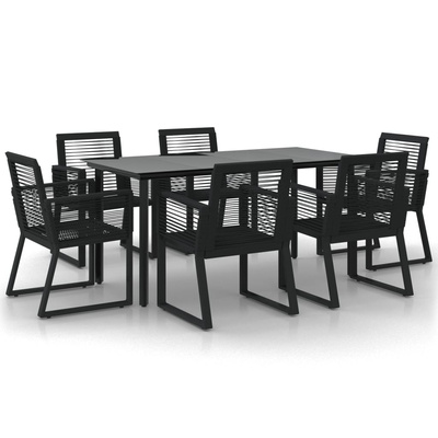 7-częściowy zestaw mebli ogrodowych, czarny, rattan PVC