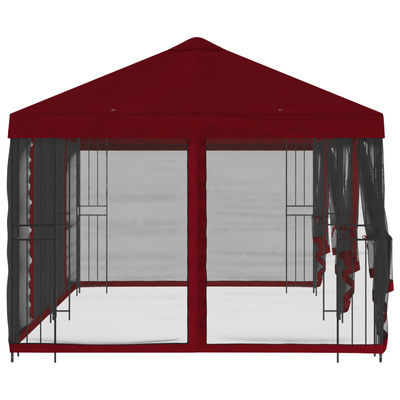 Altana z bokami 6 x 3 m bordowy Poliester i Stal 190