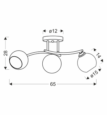 Lampa wisząca Manon potrójna z kloszami szklana metalowa 3-punktowa