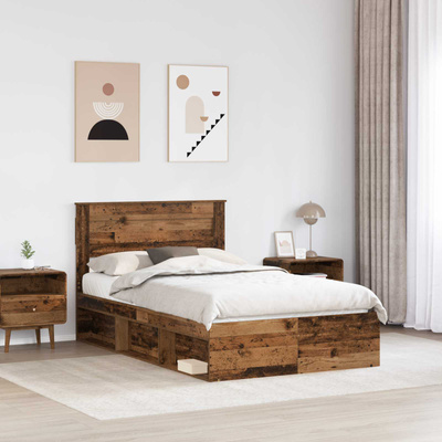 Ramka łóżka Stare drewno 135 x 190 cm Lite drewno sosnowe