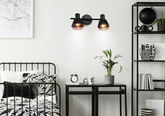 Lampa ścienna/sufitowa czarna klosz miedziany 2xE14 40W Neria 92-81780