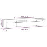 vidaXL Szafka pod TV z oświetleniem LED, biała, 240x35x40 cm