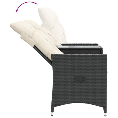 Rozkładana sofa ogrodowa dla 2 os., ze stolikiem, czarna