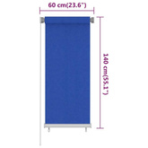 vidaXL Roleta zewnętrzna, 60x140 cm, niebieska, HDPE