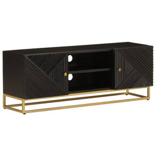 Szafka pod TV, czarna, 110x30x40 cm, lite drewno mango i żelazo vidaXL