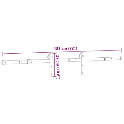 System do montażu drzwi przesuwnych, 183 cm, stal, czarny