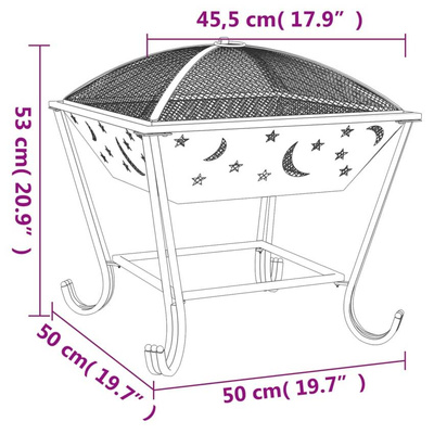 vidaXL Palenisko z pogrzebaczem, 50 cm, XXL, stal model standard