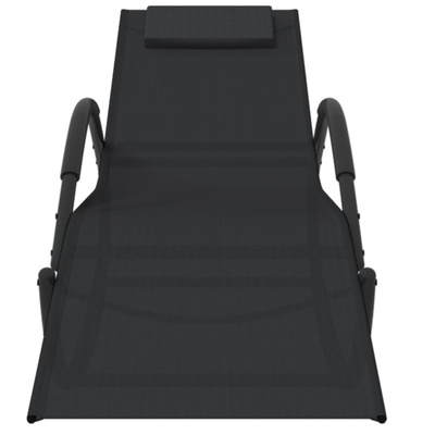 Leżak, bujany, czarny, stal i tworzywo textilene