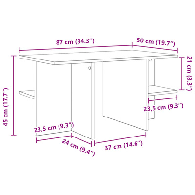 Stolik kawowy Betonowy szary 87 x 50 x 45 cm
