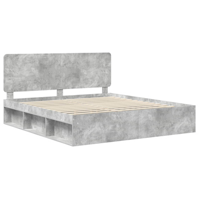 Ramka łóżka Betonowy szary 180 x 200 cm Lite drewno sosnowe