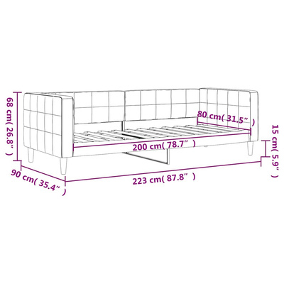 Sofa z funkcją spania, żółta, 80x200 cm, obita aksamitem