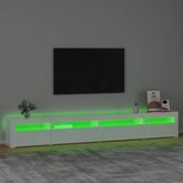 vidaXL Szafka pod TV z oświetleniem LED, biała z połyskiem,270x35x40cm
