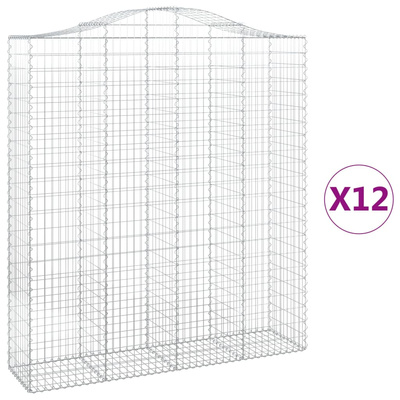 Kosze gabionowe, 12 szt, 200x50x220/240cm, galwanizowane żelazo