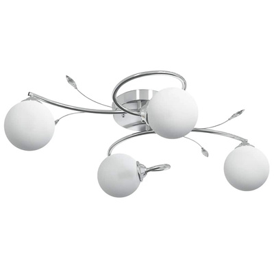 Lampa sufitowa, okrągłe szklane klosze, 4 żarówki LED, G9