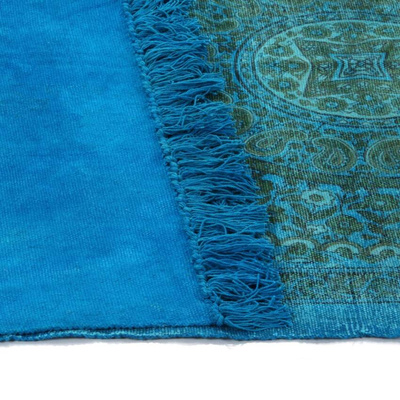 vidaXL Dywan typu kilim, bawełna, 120 x 180 cm, turkusowy ze wzorem