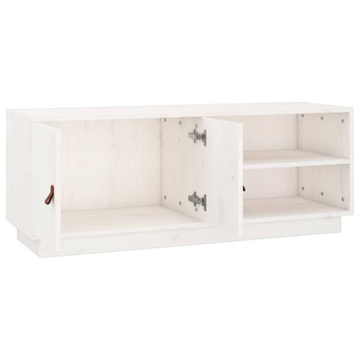 vidaXL Szafka pod TV, biała, 105x34x40 cm, lite drewno sosnowe
