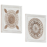 Dekoracja artystyczna 2 pcs Brązowy i biały 40 x 40 x 1,5 cm