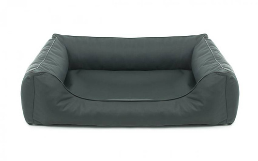 Legowisko dla psa Sofa Valencia Standard w kolorze ciemnoszarym z czarnym wykończeniem Rozmiar: S - 65 x 50 cm