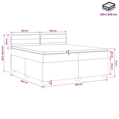Łóżko kontynentalne z materacem jasnoszary 200 x 200 cm tkanina