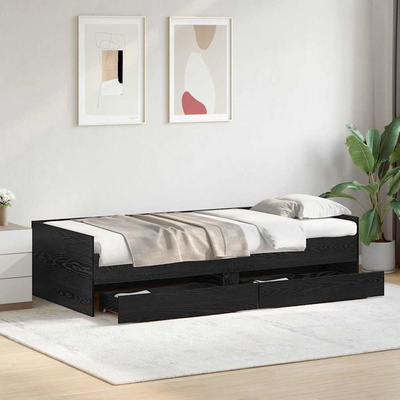 Ramka łóżka Czarny Dąb 90 x 190 cm Lite drewno sosnowe