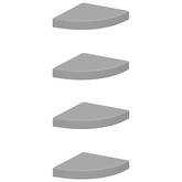 vidaXL Narożne półki ścienne, 4 szt., szare, 25x25x3,8 cm, MDF