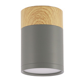 Lampa sufitowa tuba szaro-drewniana okrągła 1xGU10 natynkowa