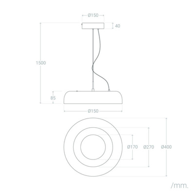 Lampa Wisząca Okrągła Biała 20W ?40cm Abruzzo Portafortuna