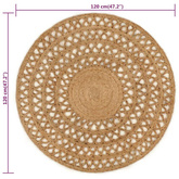 vidaXL Ręcznie pleciony dywan z juty, 120 cm, okrągły