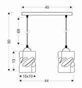 Lampa wisząca czarna/bursztynowa listwa 2xE27 Felis 32-00170