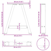 Nogi do stolika kawowego w kształcie litery A 2 szt. 38x(42-43) cm Stal