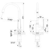 Bateria zlew. ligaria z elastyczną wylewką, chrom/czarny BZ-39-008-L Invena