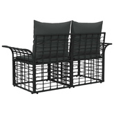 Ogrodowy loveseat 2 szt. 2-Liczba miejsc Czarny i Ciemnoszary