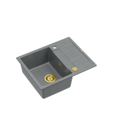 MORGAN 116 GraniteQ zlewozmywak silver stone z syfonem Push To Open kol. złoty 1-komorowy z/o + zaczepy 4 szt