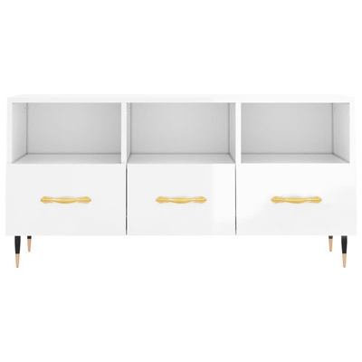 vidaXL Szafka pod TV, biała, wysoki połysk, 102x36x50 cm