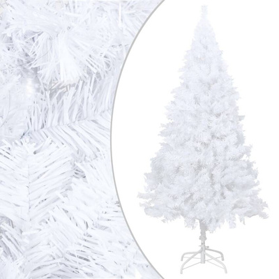 Sztuczna choinka z lampkami i bombkami, biała, 150 cm, PVC vidaXL